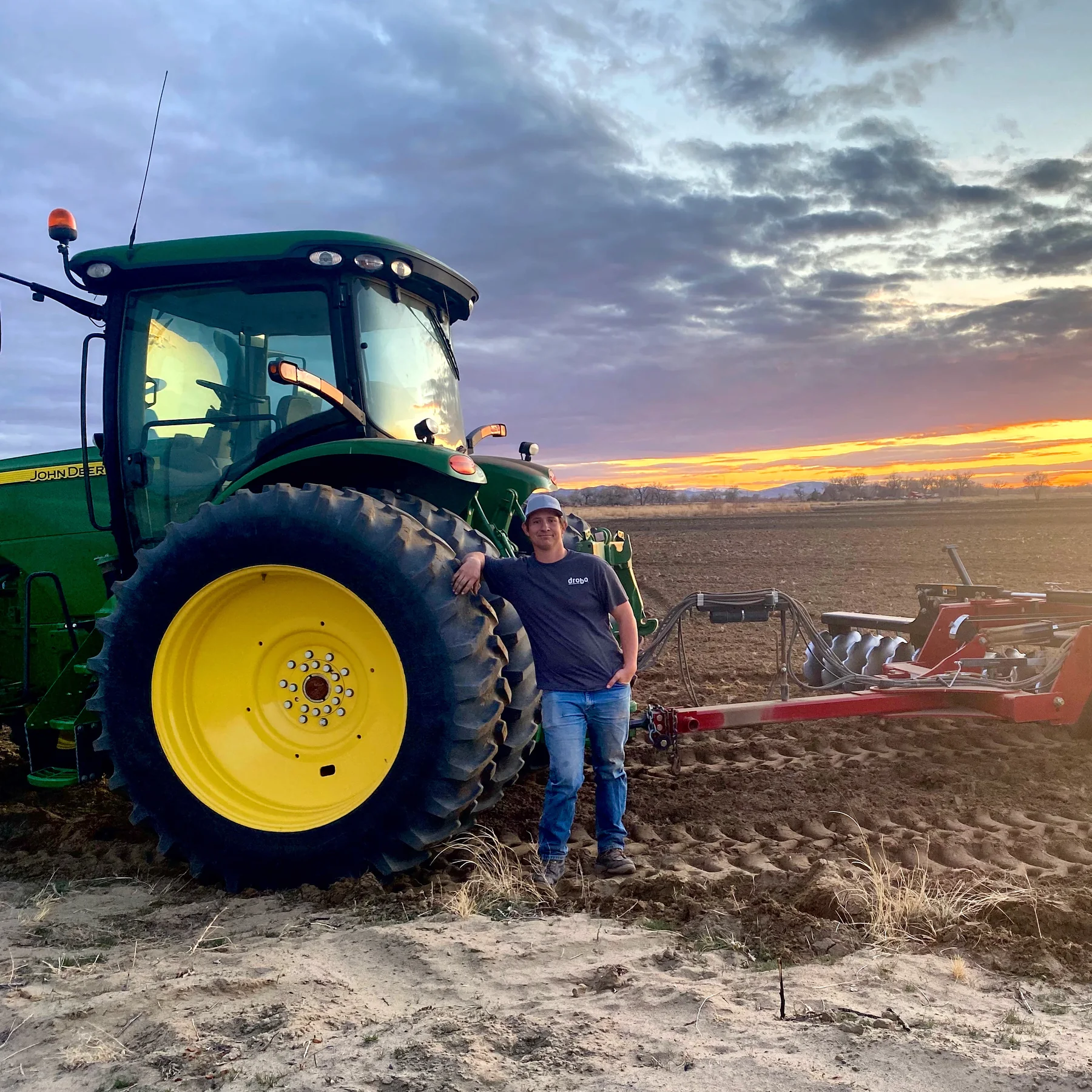 Fagundes Farms tractor at sunset in Fallon, Nevada